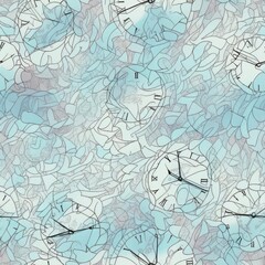 Abstract seamless pattern. Time. AI generated.