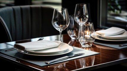 Obraz na płótnie Canvas Restaurant interior with cutlery on the table