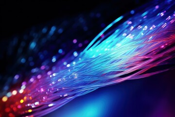 Fiber optics network cable on technology background - obrazy, fototapety, plakaty