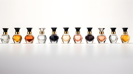 Designer Perfume Bottles Collection on White Background