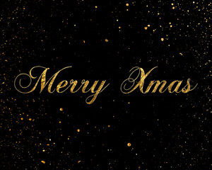 Fototapeta na wymiar Lettering Golden Merry Christmas ornamental letters