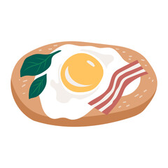 Bread Toast With Fried Egg And Bacon