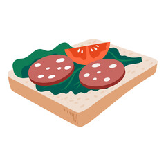 Sandwich With Salami, Lettuce And Tomato Slice