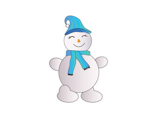 Cute female snowman wearing a light blue hat