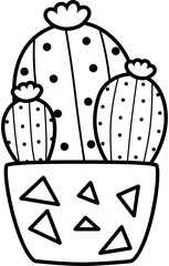 Cactus or Succulent Doodle Vector Illustration PNG Transparent Background