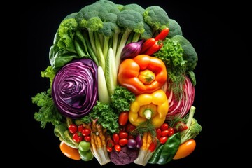 Vibrant Assortment of Vegetables on a Dark Canvas Depicting the Generative AI