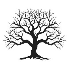 Haunted Tree Sketch vector silhouette isolated on a white background, Dead Scary Tree Silhouette vector, Halloween Spooky Tree Clipart