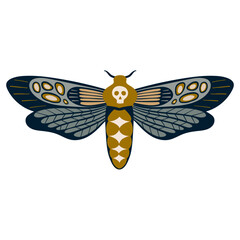 Moth With Skull Ornament