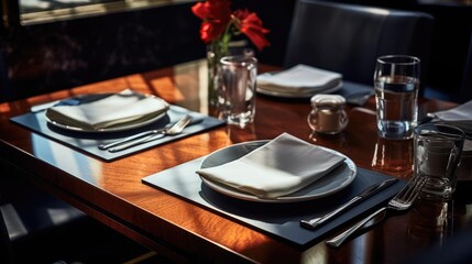 Fototapeta na wymiar Restaurant interior with cutlery on the table