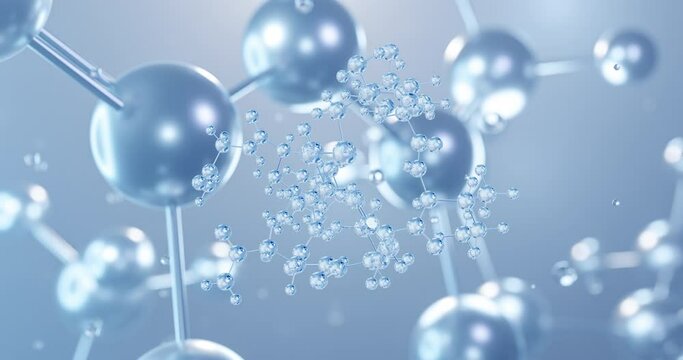Oxytocin, rotating 3D model of peptide hormone, seamless looped video, molecular structure with selective focus