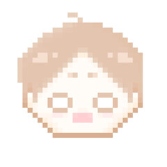 Fototapeta premium ピクセルアートな茶髪の男の子 びっくり⭐︎PNG