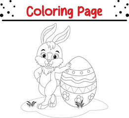 Easter Bunny with Easter egg coloring page for children
