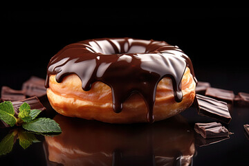 Decadent Delight: Irresistible Chocolate Donut Temptation. Ai Generative