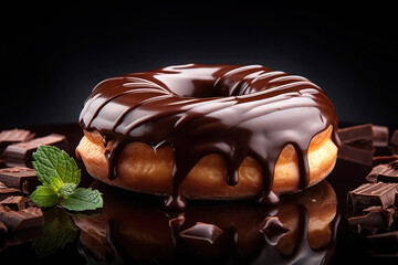 Decadent Delight: Irresistible Chocolate Donut Temptation. Ai Generative