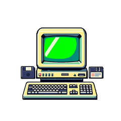 Illustration of computer with monitor. PNG