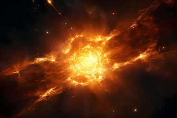 Scene of sun explosion,bright illumination, supernova, sci-fi concept.