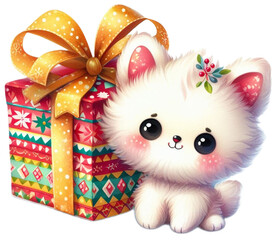 An adorable gift box isolated on white.