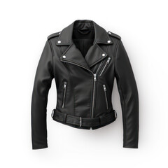 Women’s Female Black Leather Jacket Long sleeve design Mockup