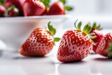 Strawberries on a white background, close-up, selective focus