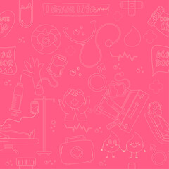 Blood donor seamless pink outline pattern
