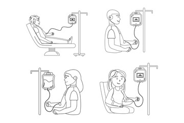 Blood donor outline people donate blood