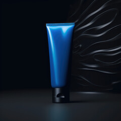 Blue Makeup, Face-care Cosmetic Plain Tube Mock up Ai Generated