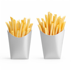 paper packaging box with french fries, fried potato chips.  Ai Generated
