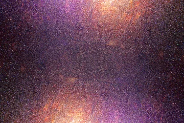 Fotobehang Black dark indigo blue gold orange glitter shiny abstract background for design. Twinkling glow stars effect. Fantastic, fantasy. Like outer space, night sky, universe. Grain, rough surface. © Sumeth