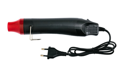Portable heat gun for various jobs, isolated on a white background close up