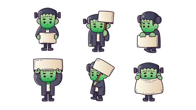 Cute Animated Zombie Frankenstein Character Loop