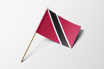 Trinidad and Tobago flag of small paper, isolated on white background