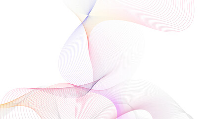 Abstract yellow purple gradient flowing wave lines on white background. Modern colorful wavy lines pattern design element. Suit for poster, website, banner, presentation, cover, brochure, flyer.