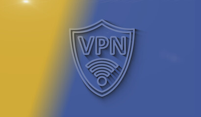 VPN virtual private network symbol 3d with shadow