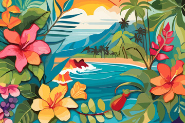 pattern with flowers and leaves