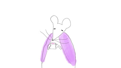 ほっこりラベンダーティー(絵本風イラストのネズミ)