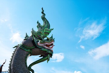 Colourful Naga head Statue Architecture