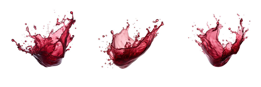 Set of Red wine splash isolated on transparent or white background