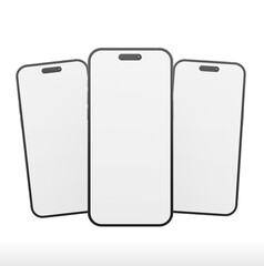 Smartphones with blank screen useful for mockup design presentation