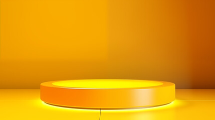 3d rendering empty podium gradient yellow neon background 