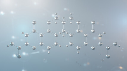 cromoglicic acid molecular structure, 3d model molecule, antiallergic agent, structural chemical formula view from a microscope