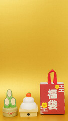 日本の福袋・初売りセール　イメージ　ゴールド背景