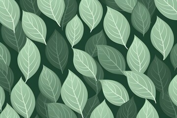 Vector Green Leaves Seamless Pattern. Abstract Grid Background. Geometric Texture.