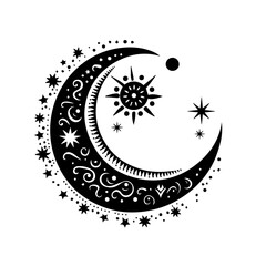 Magical Celestial Moon - Vector Illustration