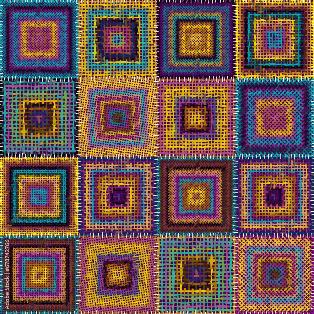 Poster Imitation of a texture of rough canvas texture. Seamless vector pattern.