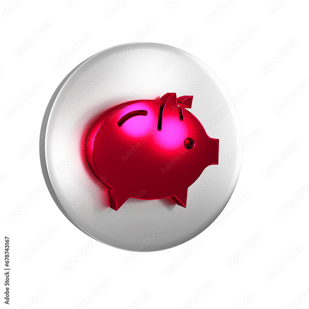 Poster red piggy bank icon isolated on transparent background. icon saving or accumulation of money, invest