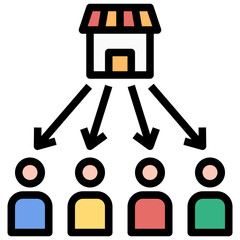 division of labor filled outline style icon
