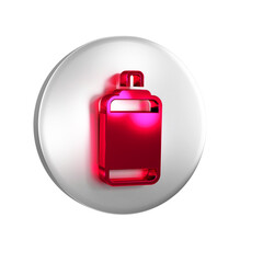 Red Punching bag icon isolated on transparent background. Silver circle button.