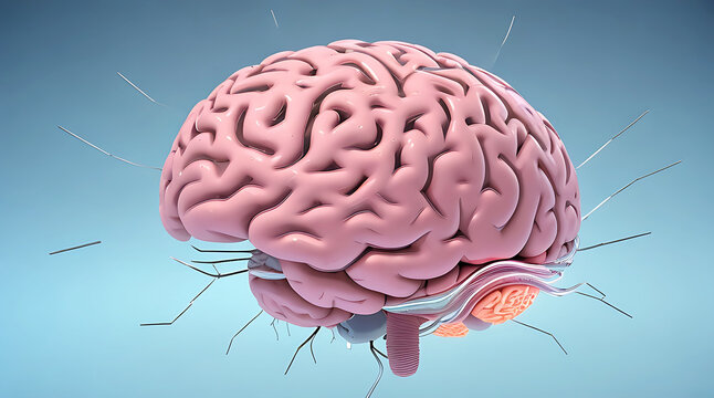 Human brain on virus background. 3d illustration. - Powered by Adobe