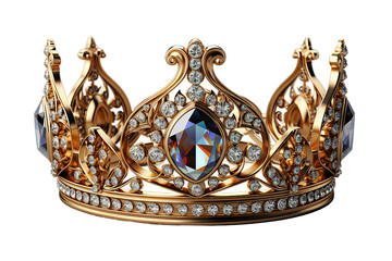 golden crown isolated on white  isolated on PNG Background. Generative Ai.