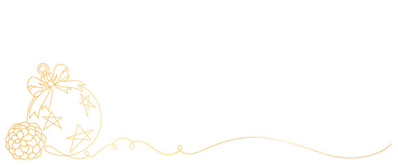 christmas ball golden line art style. vector christmas elements